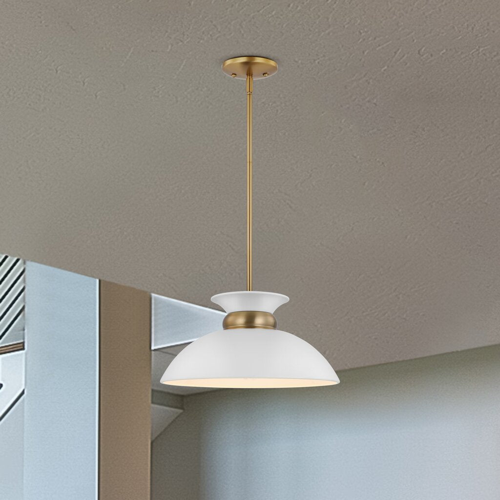 Satco 60-7463 Pendant Fixture Perkins; 1 Light; Small Matte White with