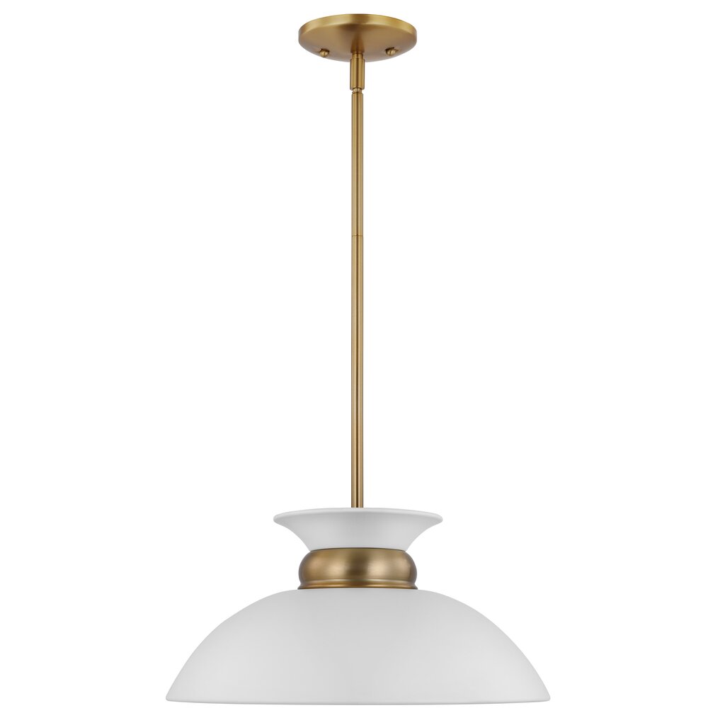 Satco 60-7463 Pendant Fixture Perkins; 1 Light; Small Matte White with