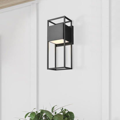Satco 62-1655 18W LED Wall Lantern Fixture Supreme; Large Matte Black