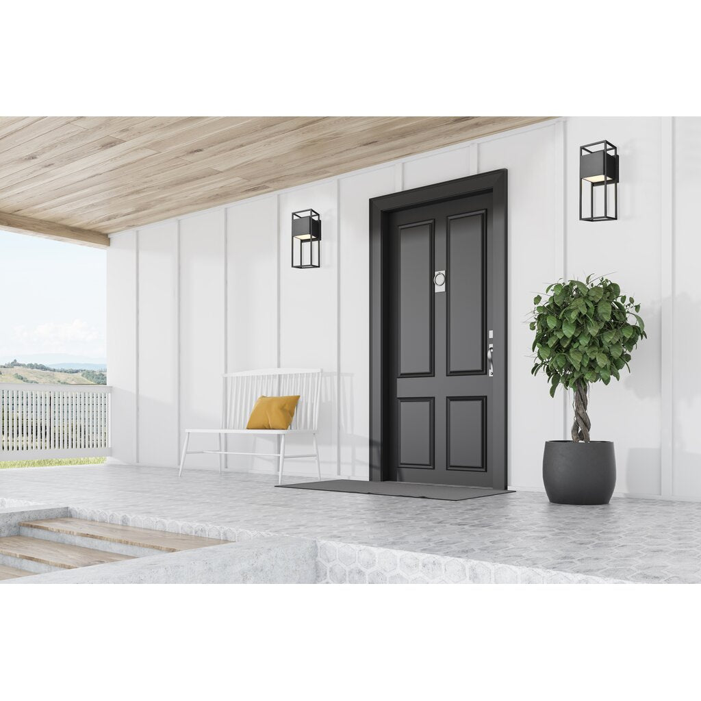 Satco 62-1655 18W LED Wall Lantern Fixture Supreme; Large Matte Black