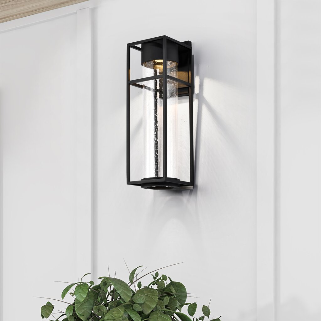 Satco 62-1614 10W LED Wall Lantern Fixture Ledges; Large Matte Black