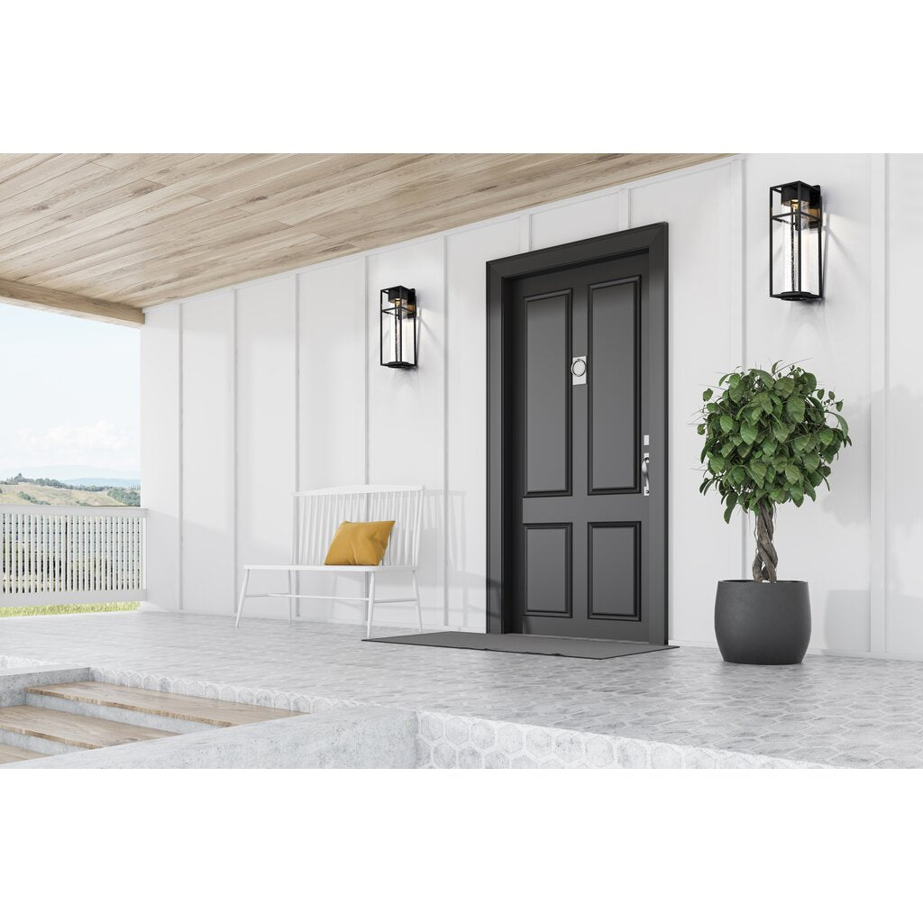 Satco 62-1614 10W LED Wall Lantern Fixture Ledges; Large Matte Black