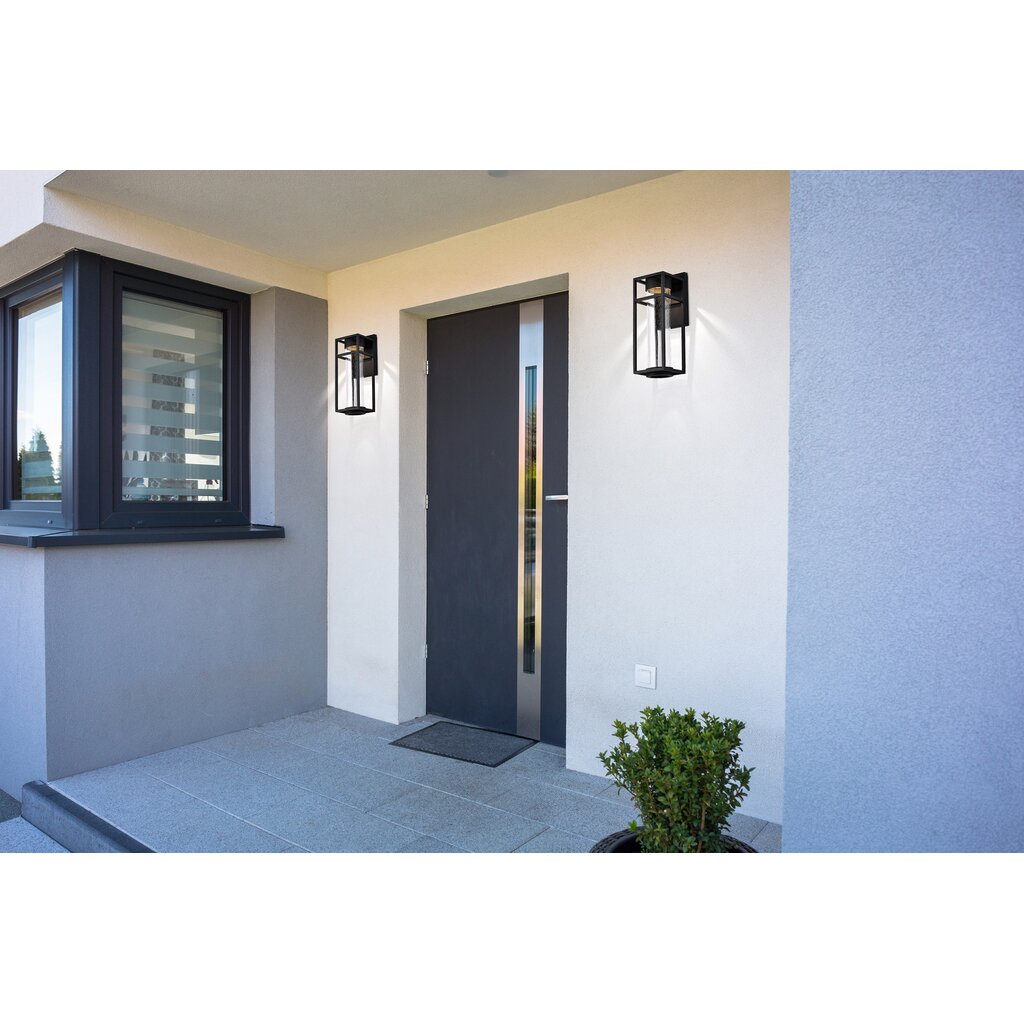 Satco 62-1612 6W LED Wall Lantern Fixture Ledges; Medium Matte Black