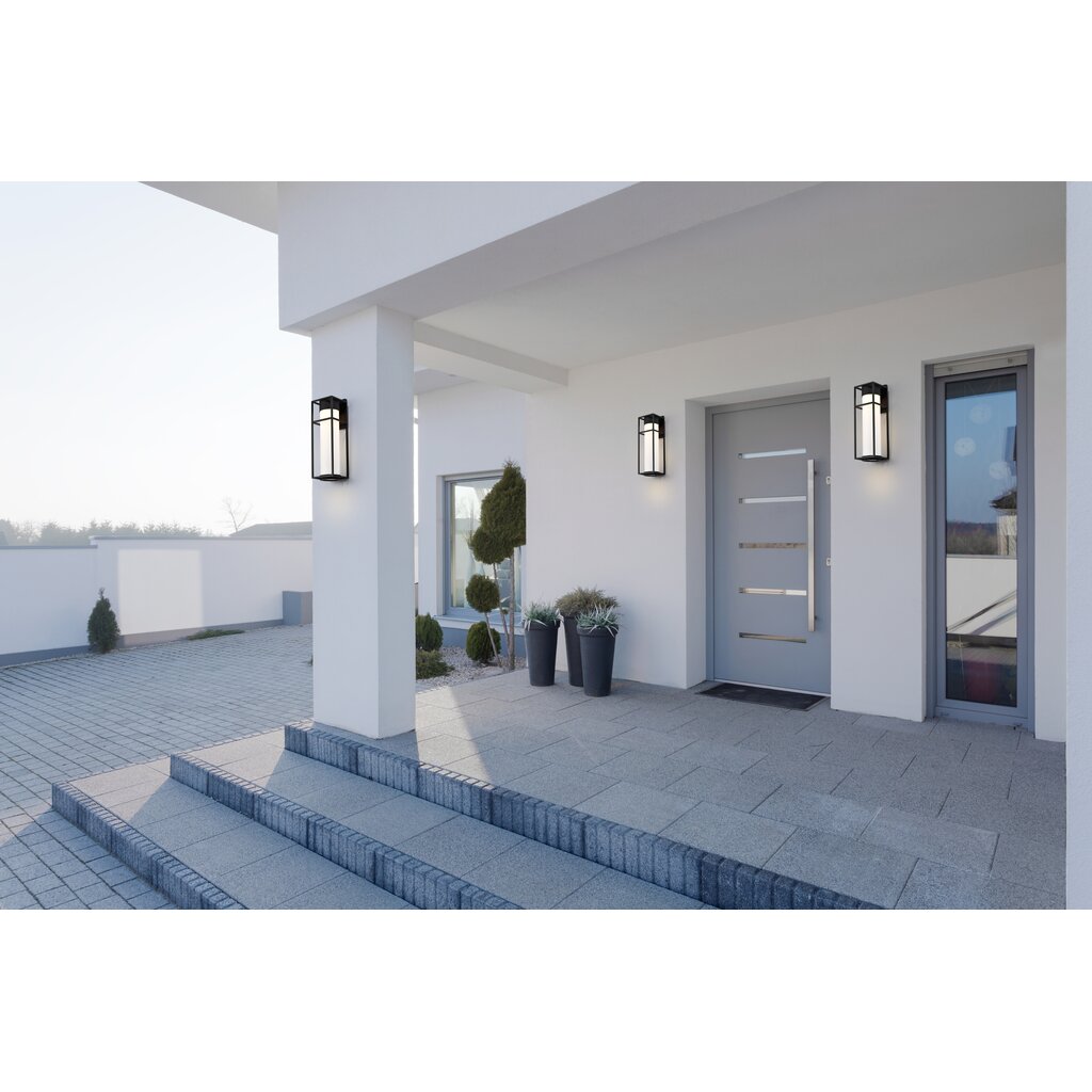 Satco 62-1611 6W LED Wall Lantern Fixture Ledges; Medium Matte Black