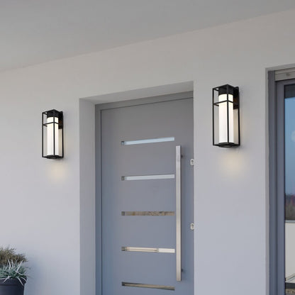 Satco 62-1611 6W LED Wall Lantern Fixture Ledges; Medium Matte Black