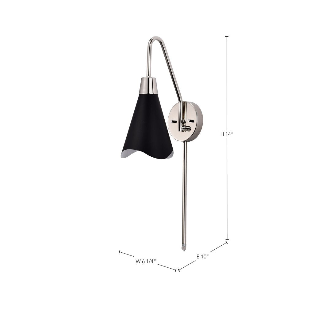 Satco 60-7469 Sconce Fixture Tango; 1 Light; Wall Matte Black with