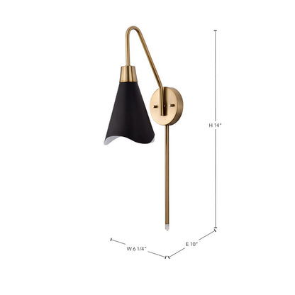 Satco 60-7467 Sconce Fixture Tango; 1 Light; Wall Matte Black with