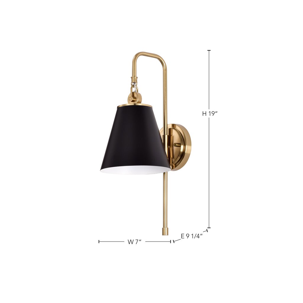 Satco 60-7445 Sconce Fixture Dover; 1 Light; Wall Black with Vintage