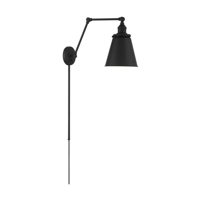 Satco 60-7369 Sconce Fixture Bayard Swing Arm Lamp; Matte Black with