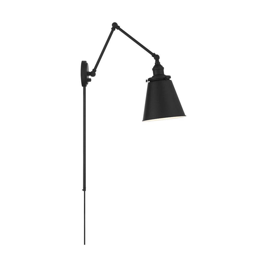 Satco 60-7369 Sconce Fixture Bayard Swing Arm Lamp; Matte Black with