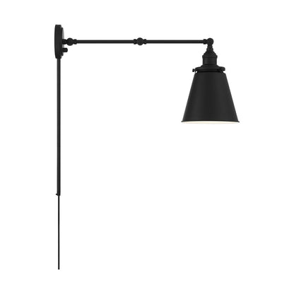 Satco 60-7369 Sconce Fixture Bayard Swing Arm Lamp; Matte Black with