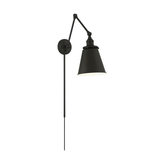 Satco 60-7369 Sconce Fixture Bayard Swing Arm Lamp; Matte Black with