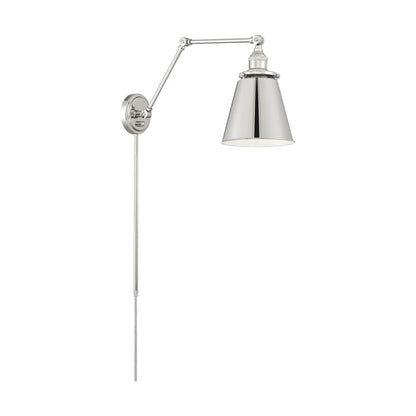 Satco 60-7368 Sconce Fixture Bayard Swing Arm Lamp; Polished Nickel