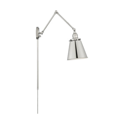 Satco 60-7368 Sconce Fixture Bayard Swing Arm Lamp; Polished Nickel