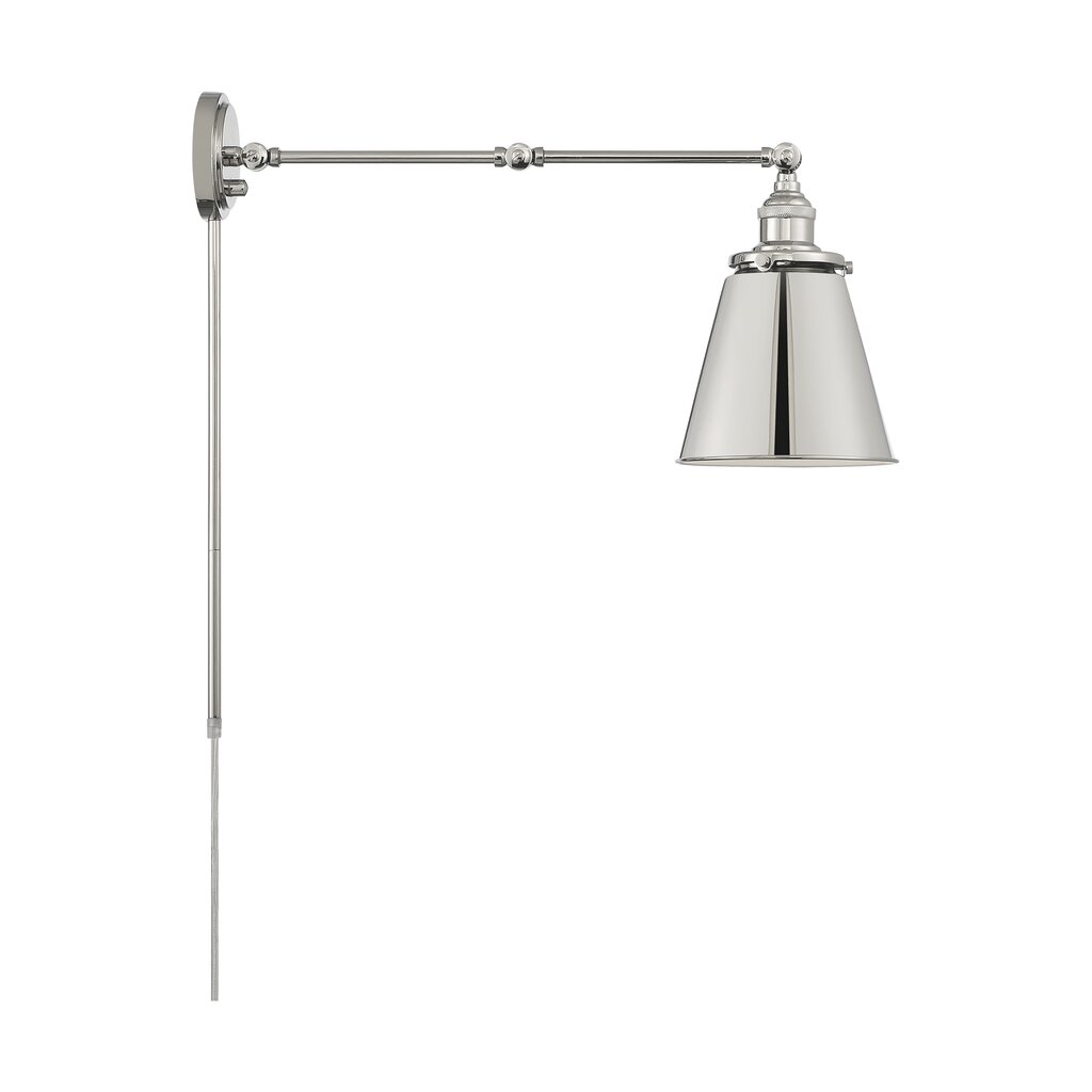 Satco 60-7368 Sconce Fixture Bayard Swing Arm Lamp; Polished Nickel