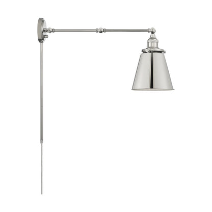 Satco 60-7368 Sconce Fixture Bayard Swing Arm Lamp; Polished Nickel