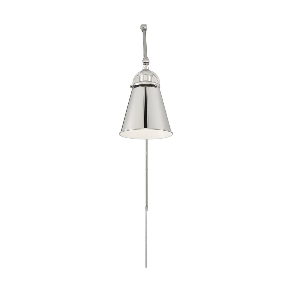 Satco 60-7368 Sconce Fixture Bayard Swing Arm Lamp; Polished Nickel