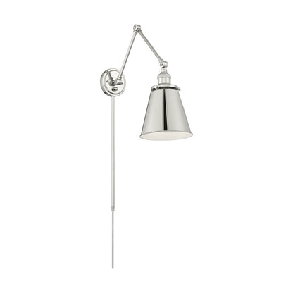 Satco 60-7368 Sconce Fixture Bayard Swing Arm Lamp; Polished Nickel
