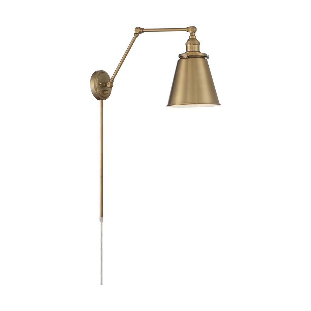 Satco 60-7367 Sconce Fixture Bayard Swing Arm Lamp; Burnished Brass