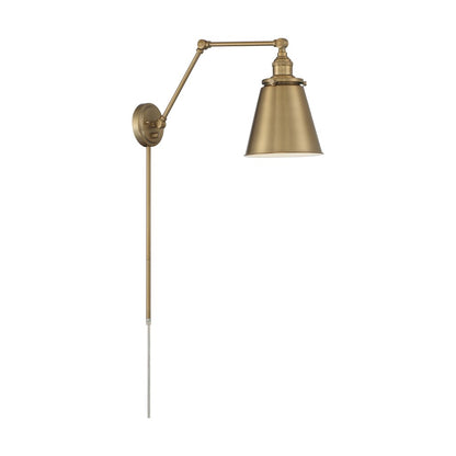 Satco 60-7367 Sconce Fixture Bayard Swing Arm Lamp; Burnished Brass
