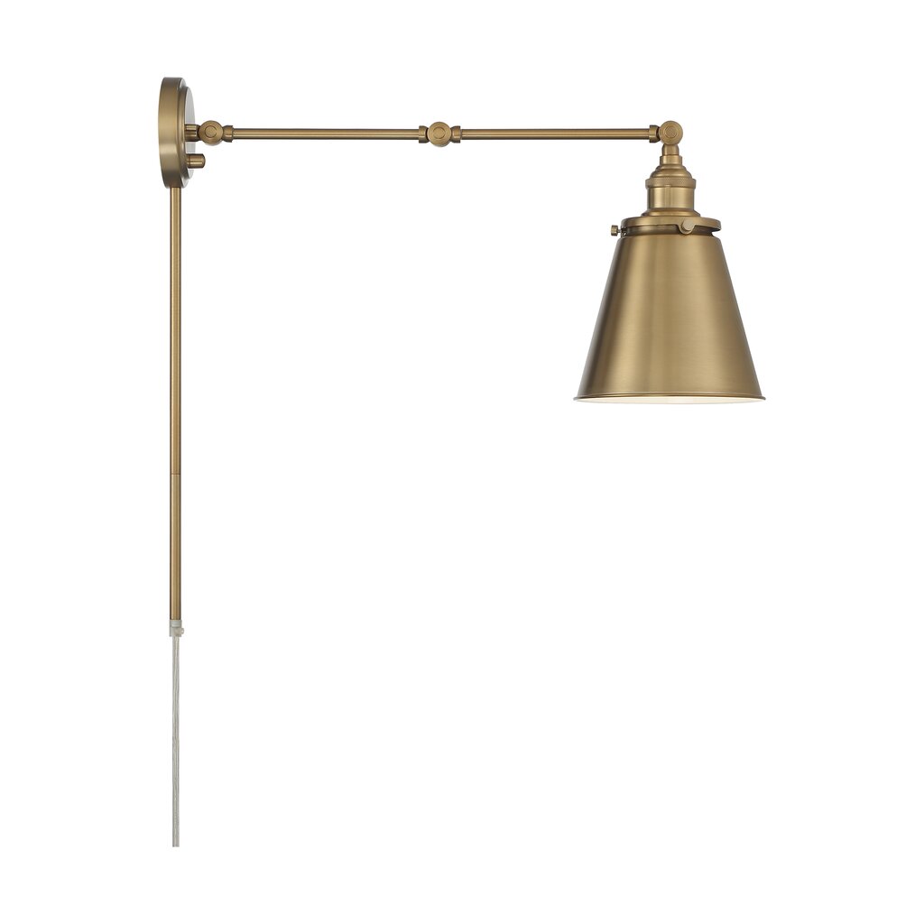 Satco 60-7367 Sconce Fixture Bayard Swing Arm Lamp; Burnished Brass