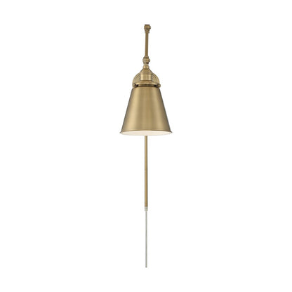 Satco 60-7367 Sconce Fixture Bayard Swing Arm Lamp; Burnished Brass