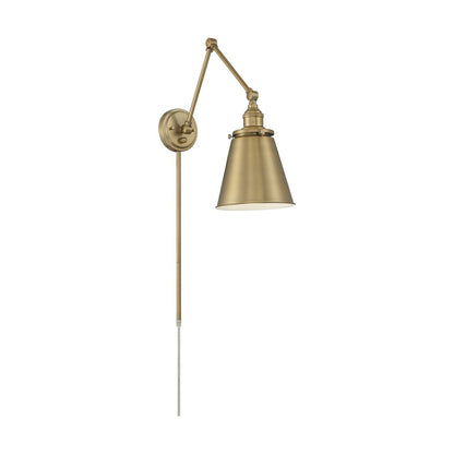 Satco 60-7367 Sconce Fixture Bayard Swing Arm Lamp; Burnished Brass