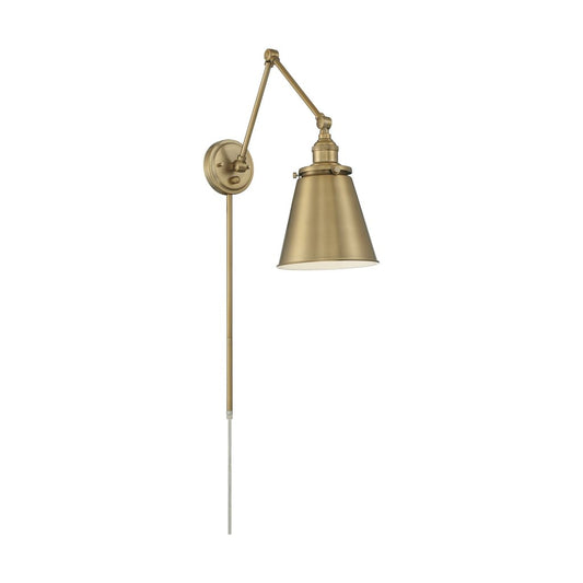 Satco 60-7367 Sconce Fixture Bayard Swing Arm Lamp; Burnished Brass