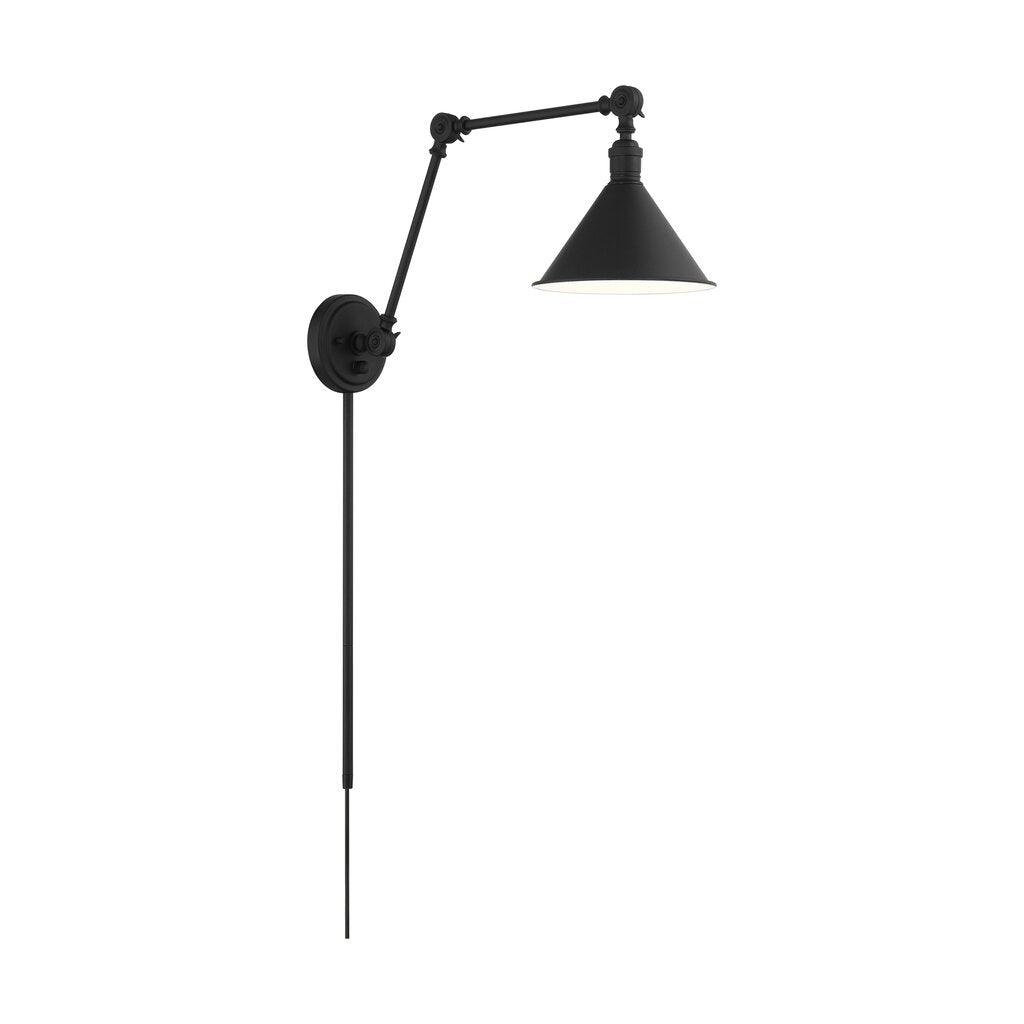 Satco 60-7363 Sconce Fixture Delancey Swing Arm Lamp; Matte Black with