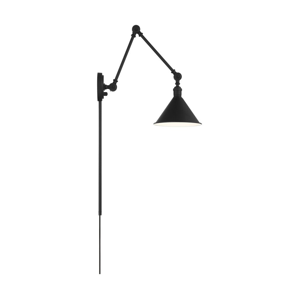 Satco 60-7363 Sconce Fixture Delancey Swing Arm Lamp; Matte Black with