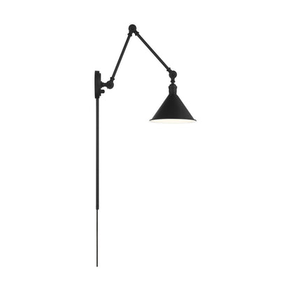 Satco 60-7363 Sconce Fixture Delancey Swing Arm Lamp; Matte Black with