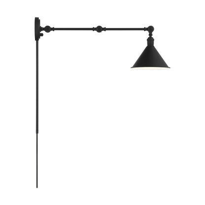 Satco 60-7363 Sconce Fixture Delancey Swing Arm Lamp; Matte Black with