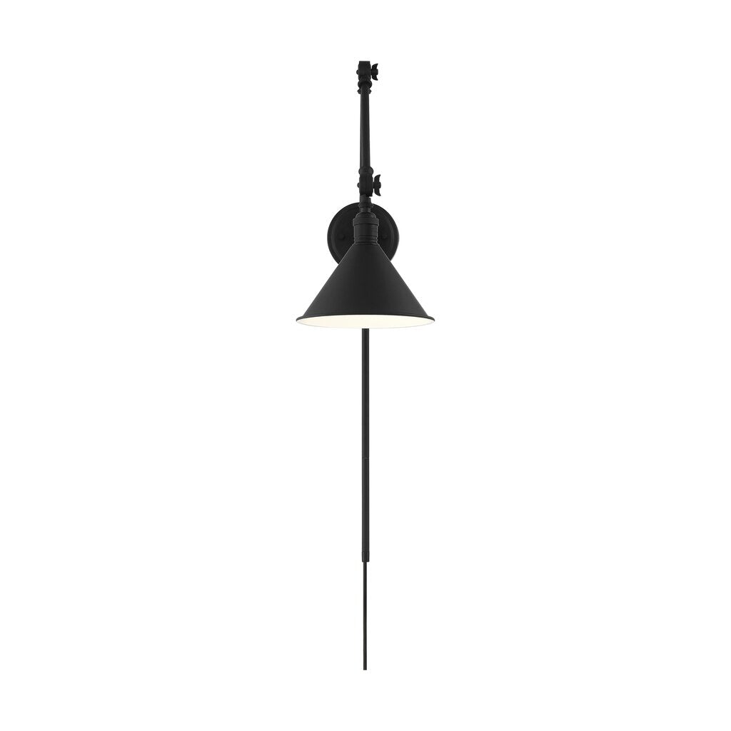 Satco 60-7363 Sconce Fixture Delancey Swing Arm Lamp; Matte Black with