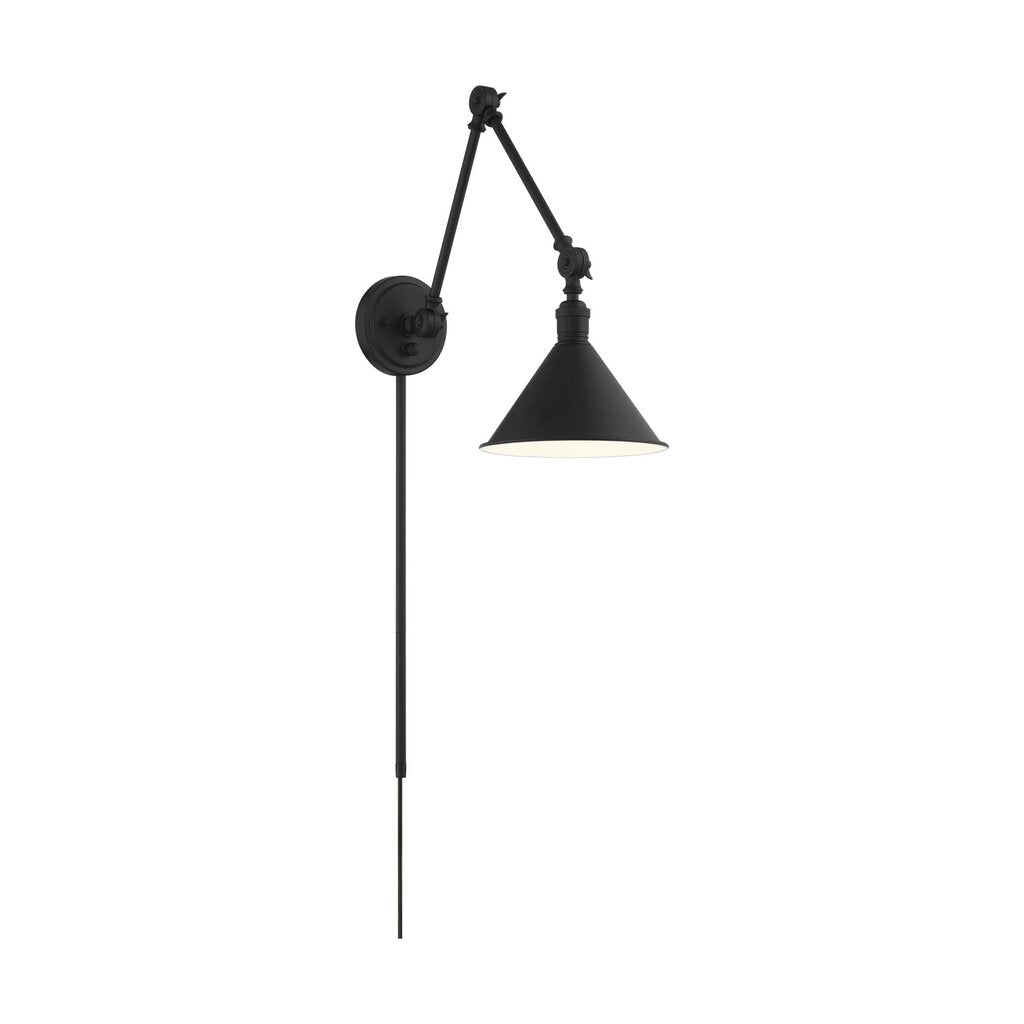 Satco 60-7363 Sconce Fixture Delancey Swing Arm Lamp; Matte Black with