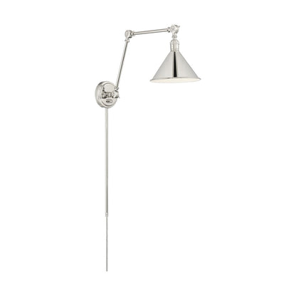 Satco 60-7362 Sconce Fixture Delancey Swing Arm Lamp; Polished Nickel