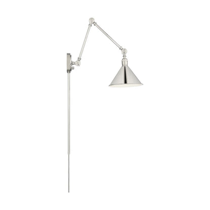 Satco 60-7362 Sconce Fixture Delancey Swing Arm Lamp; Polished Nickel