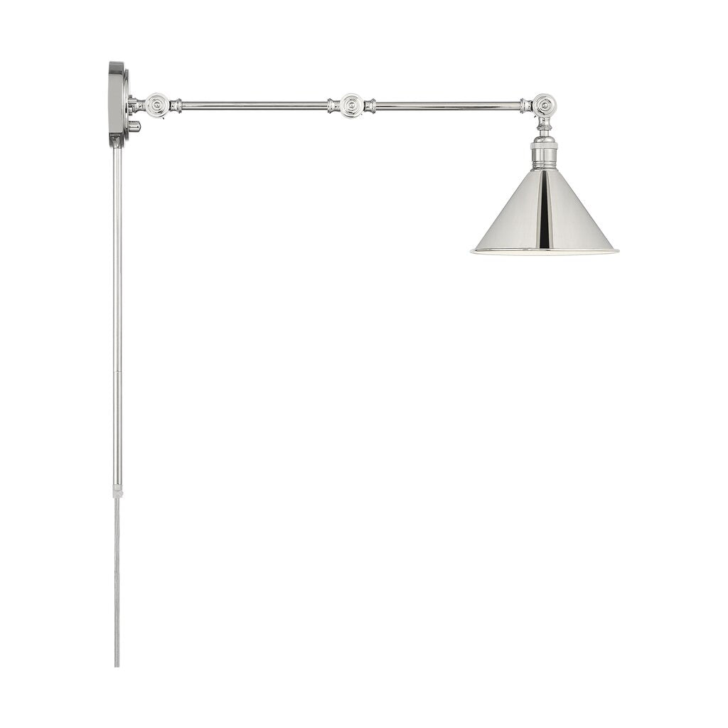 Satco 60-7362 Sconce Fixture Delancey Swing Arm Lamp; Polished Nickel