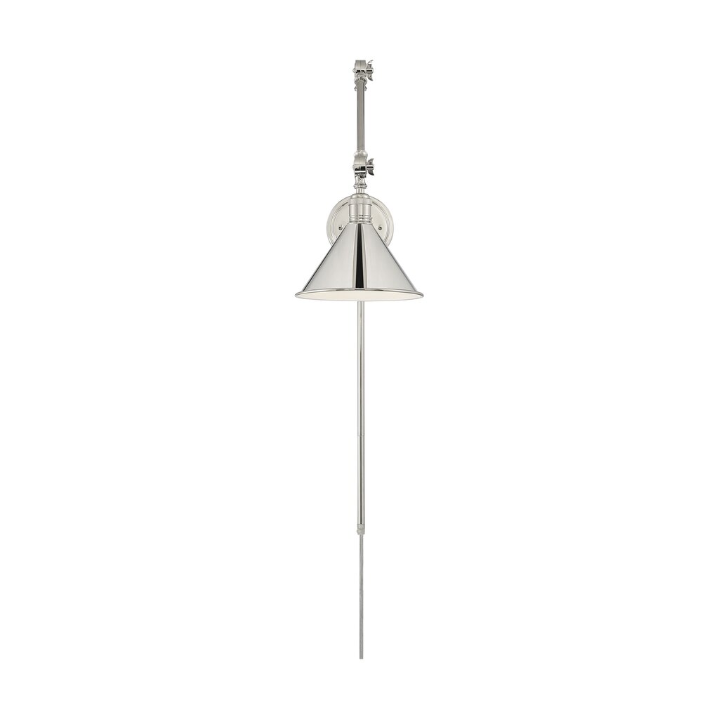 Satco 60-7362 Sconce Fixture Delancey Swing Arm Lamp; Polished Nickel
