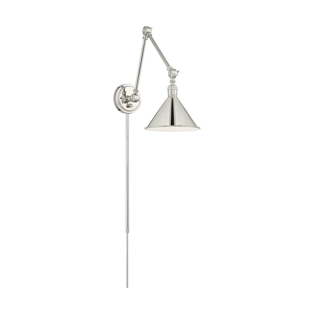 Satco 60-7362 Sconce Fixture Delancey Swing Arm Lamp; Polished Nickel