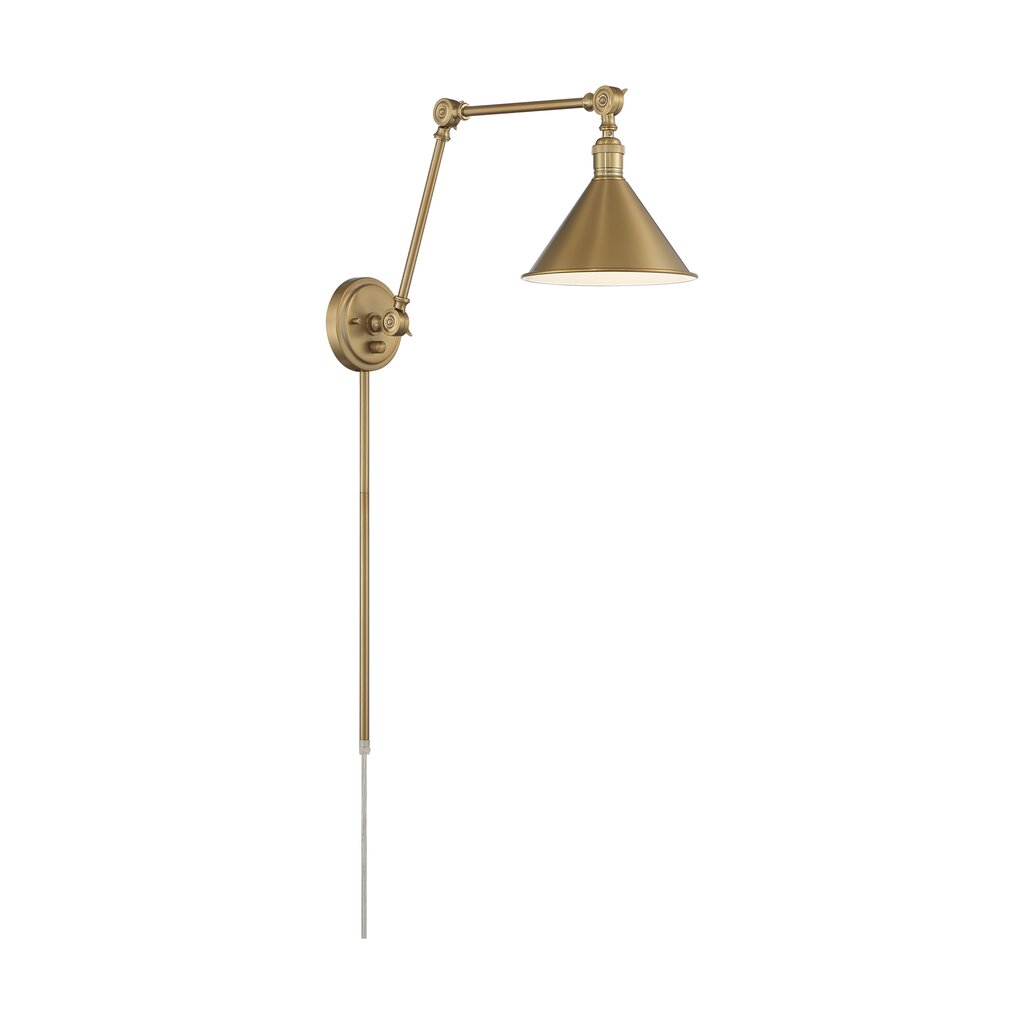 Satco 60-7361 Sconce Fixture Delancey Swing Arm Lamp; Burnished Brass