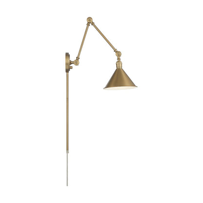 Satco 60-7361 Sconce Fixture Delancey Swing Arm Lamp; Burnished Brass