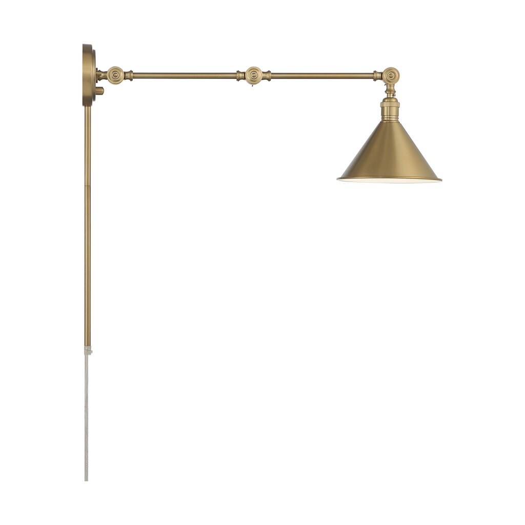 Satco 60-7361 Sconce Fixture Delancey Swing Arm Lamp; Burnished Brass