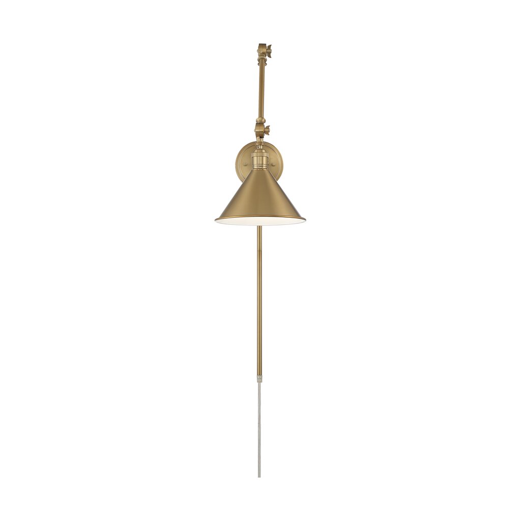 Satco 60-7361 Sconce Fixture Delancey Swing Arm Lamp; Burnished Brass
