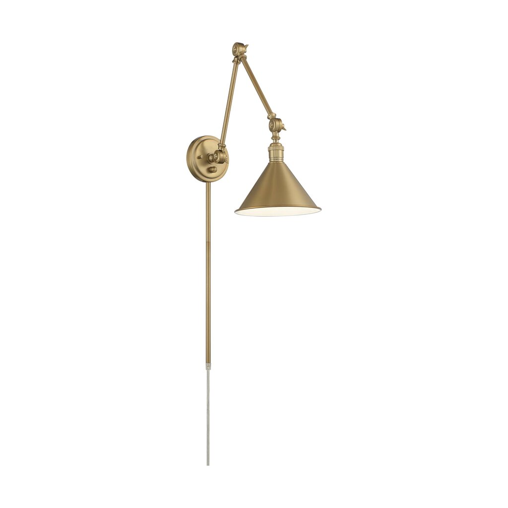 Satco 60-7361 Sconce Fixture Delancey Swing Arm Lamp; Burnished Brass