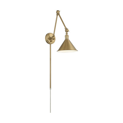 Satco 60-7361 Sconce Fixture Delancey Swing Arm Lamp; Burnished Brass