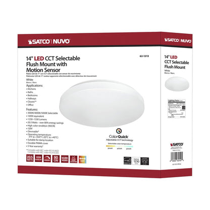 Satco 62-1213 20.5W LED Flush Mount Fixture 14 inch; Acrylic Round;