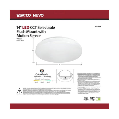 Satco 62-1213 20.5W LED Flush Mount Fixture 14 inch; Acrylic Round;