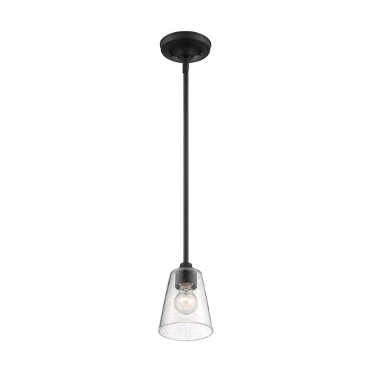 Satco 60-7280 Mini Pendant Fixture Bransel; 1 Light; Matte Black