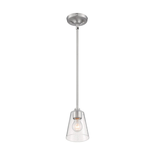 Satco 60-7180 Mini Pendant Fixture Bransel; 1 Light; Brushed Nickel