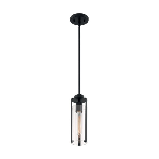 Satco 60-7160 Mini Pendant Fixture Marina; 1 Light; Matte Black Finish